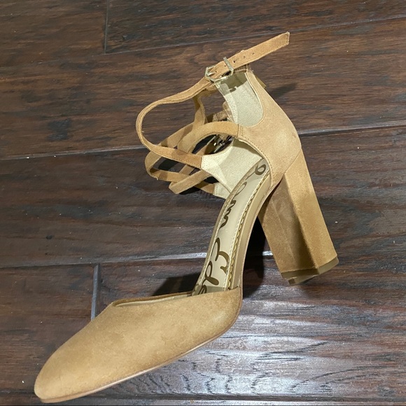 Sam Edelman Women's Simmons Golden Caramel Suede Ankle-Strappy Sandals Size 8.5 - Picture 9 of 12